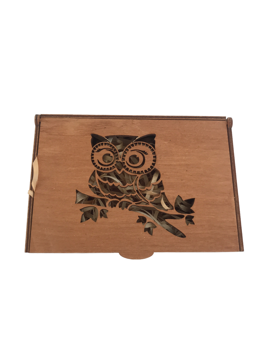 картинка кожаные  Деревянная коробочка для брелоков  "Совят" от Ирины Берзиной