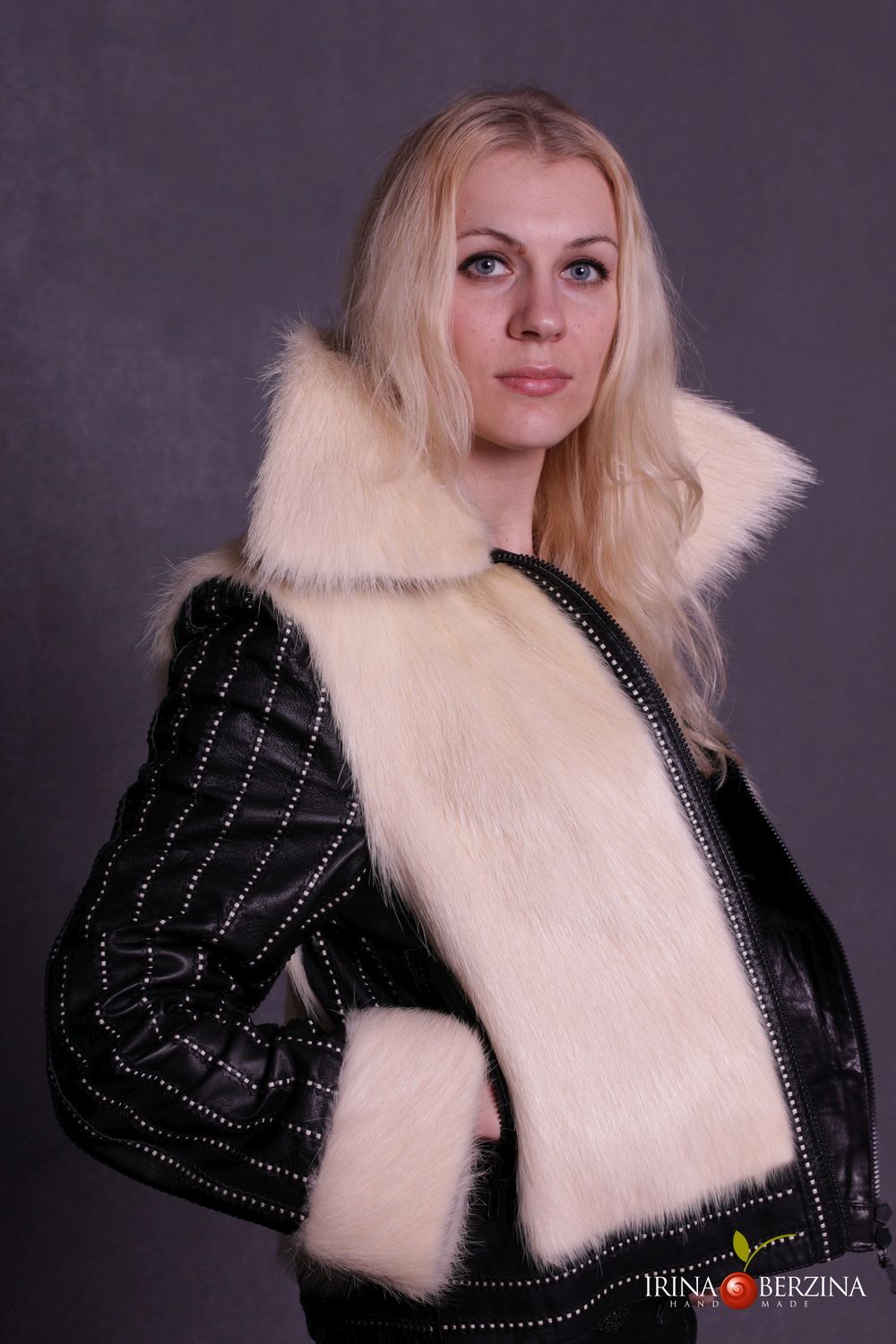 картинка кожаные  Куртка «Авангард» из нутрии с кожей от Ирины Берзиной