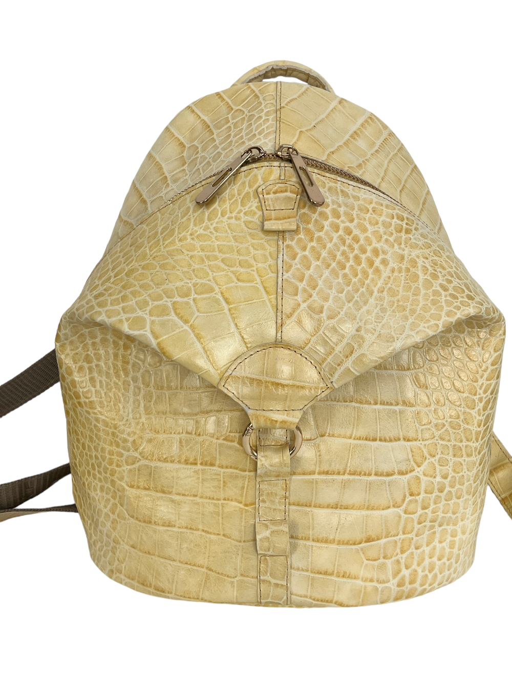 картинка кожаные  "Данди-16" - Рюкзак женский из кожи. Лимонный крокодил, тиснение, золото, мини от Ирины Берзиной
