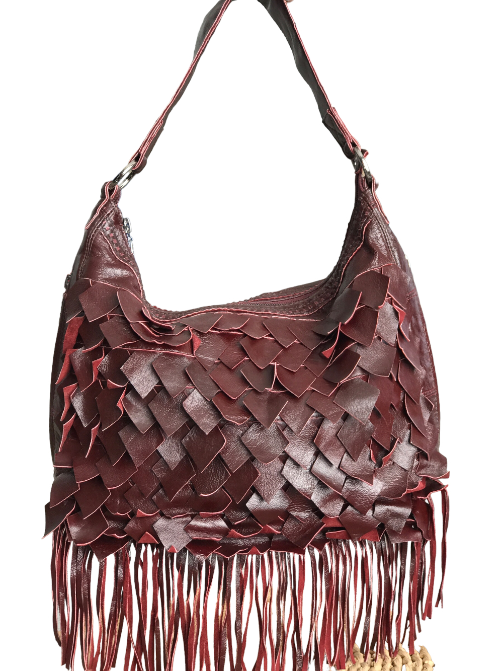 картинка кожаные  "Дракон-01" - Женская сумка из кожи с декором из кожаных чешуек, бордо от Ирины Берзиной