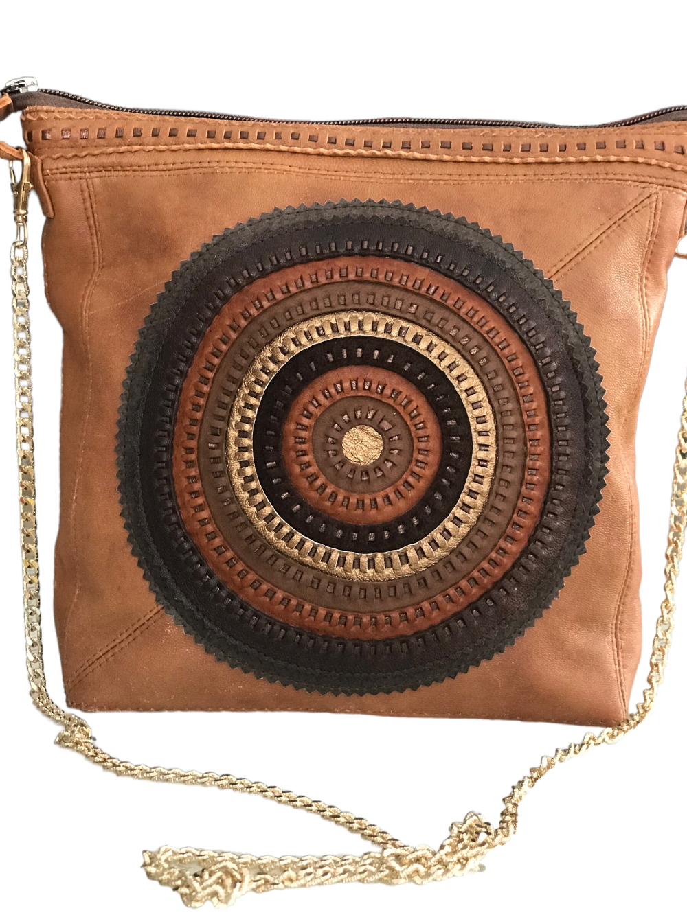 картинка кожаные  "Магический круг" - Женская кожаная сумка с аппликацией от Ирины Берзиной