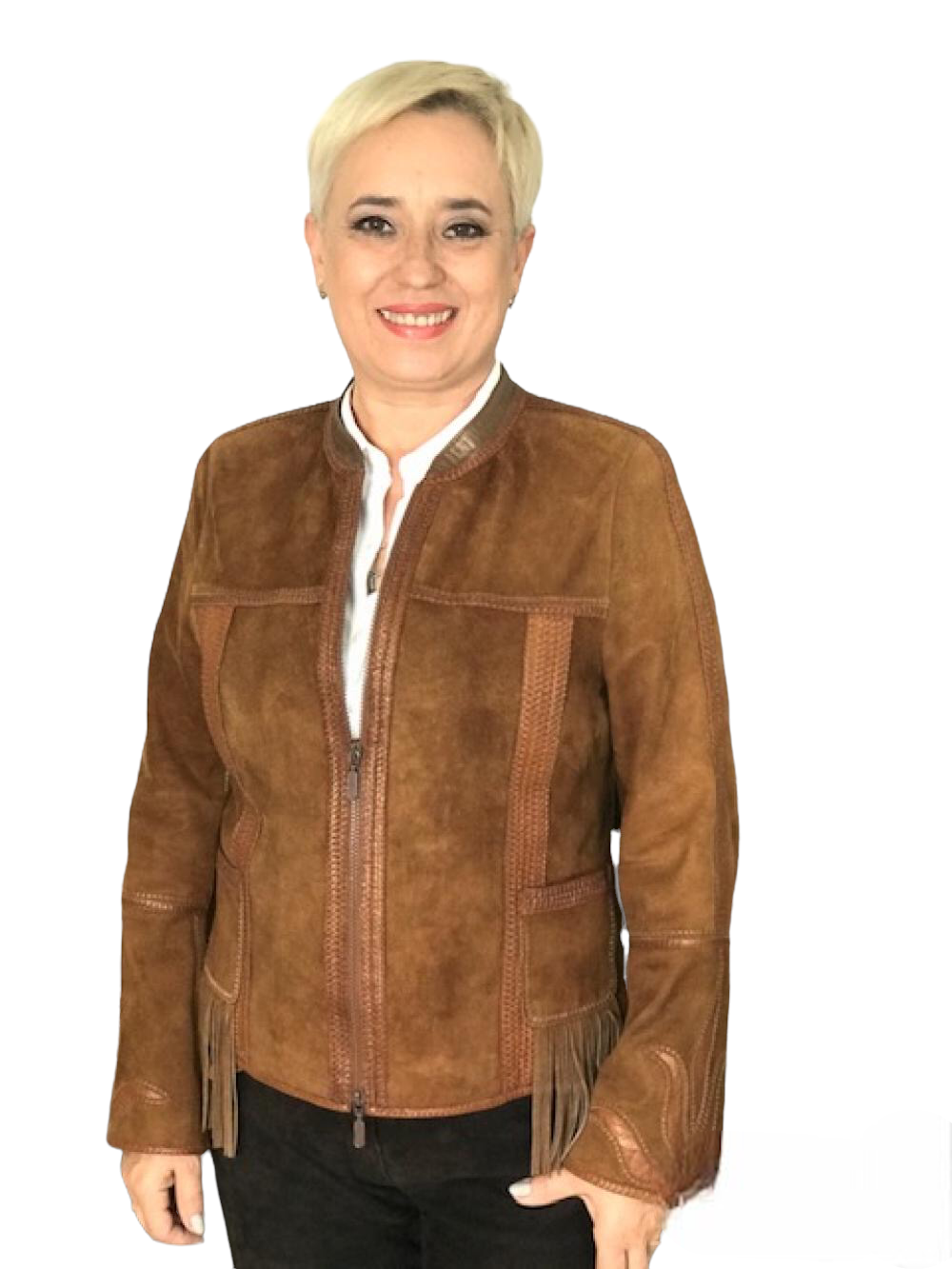 картинка кожаные  «Вестерн» — Куртка из замши, рыжая, шевро от Ирины Берзиной
