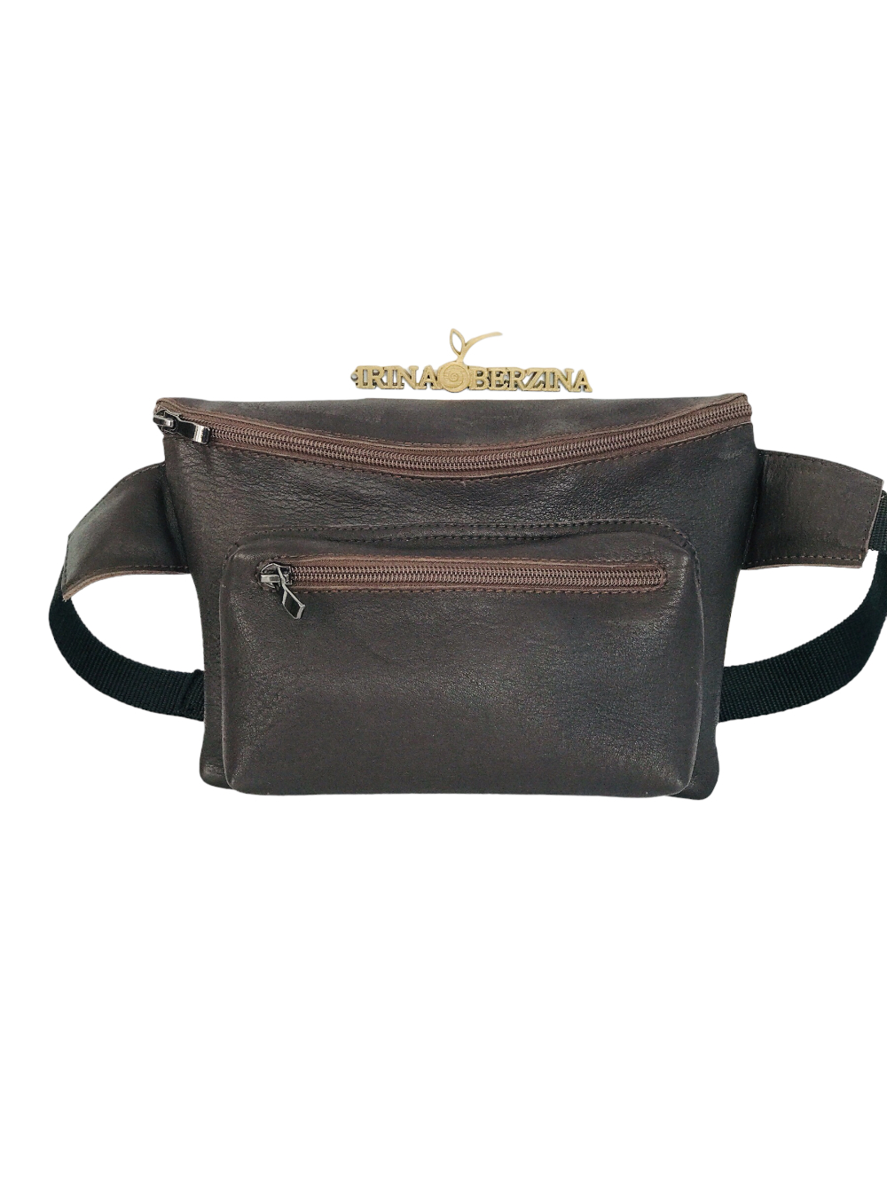 картинка кожаные  Поясная сумка-03 - Кожаная сумка, коричневая, унисекс от Ирины Берзиной