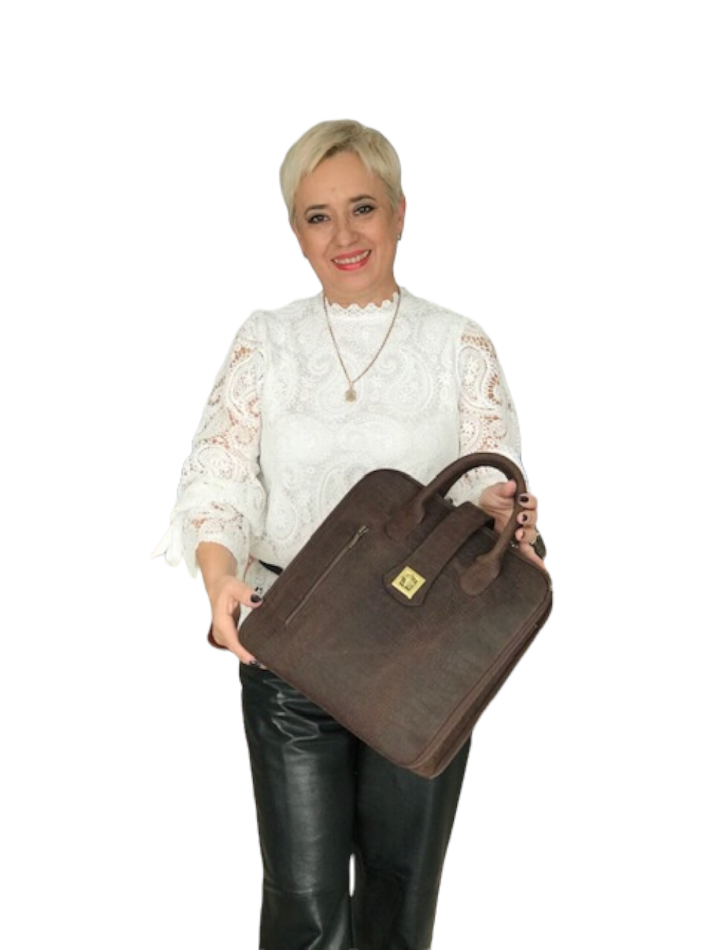 картинка кожаные  "Нея-02" - Женская сумка из кожи. Коричневый крок тиснение, нубук, антик от Ирины Берзиной