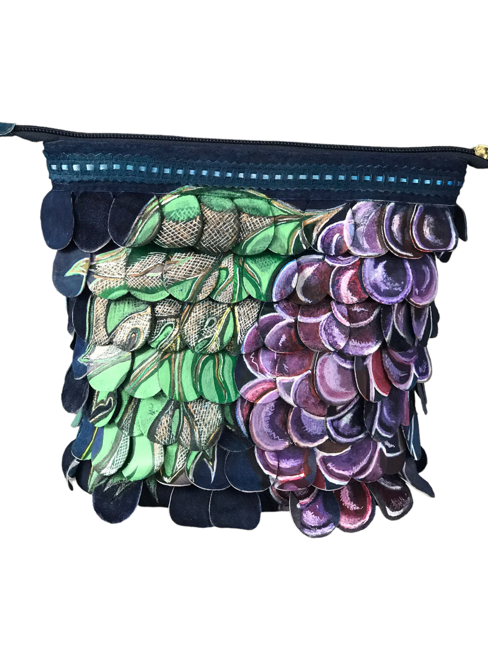 картинка кожаные  "Русалка-26" - Женская кожаная сумка с росписью красками, синяя  от Ирины Берзиной